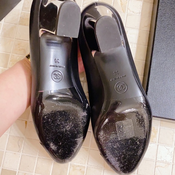 Chanel 18b cap-toe black lambskin pumps shoes 6 - Picture 4 of 7